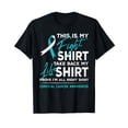 thumbnail image 1 of This is My Fight Cervical Cancer Awareness White Teal Ribbon T-Shirt, 1 of 5
