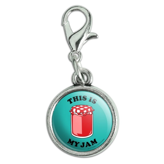 This is My Jam Jelly Funny Humor Antiqued Bracelet Pendant Zipper Pull Charm with Lobster Clasp