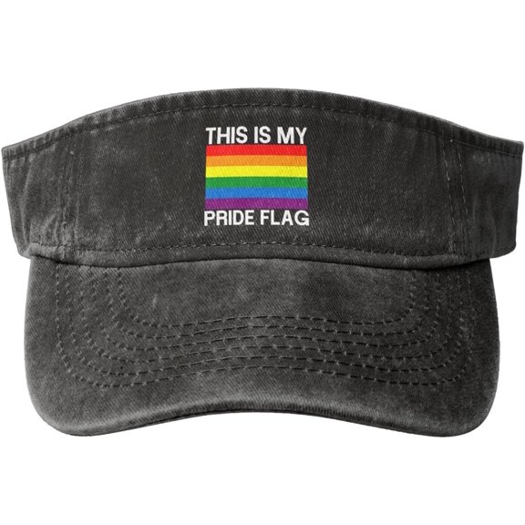 This is My Pride Flag LGBT Sport Sun Visor Hats for Men & Women Empty Top Baseball Cap Sunscreen Visor Caps,Black