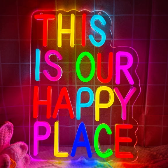This is Our Happy Place Neon Sign,Classroom Neon Light for Classroom,Bedroom,Children's Playground,Bar Decor Gifts