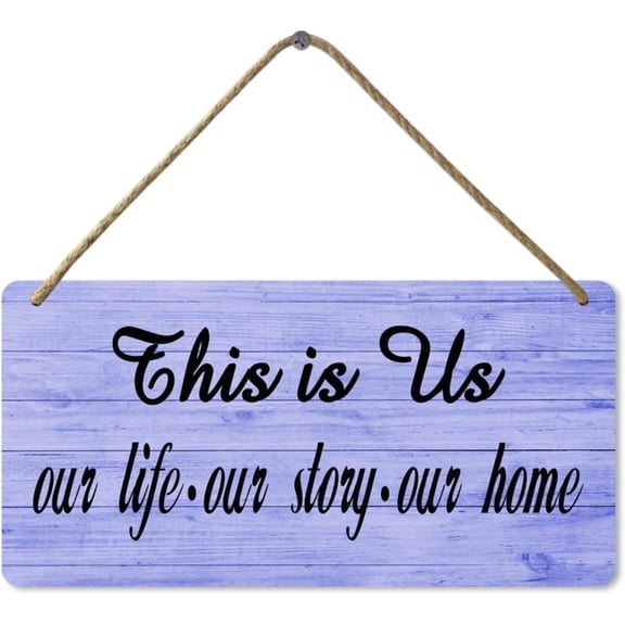 This is Us Our Life Our Story Our Home Metalen Hanging Wall Sign, 12" x 8" Inch, Rustic Metal Wall Sign Entryway Sign Family Signs