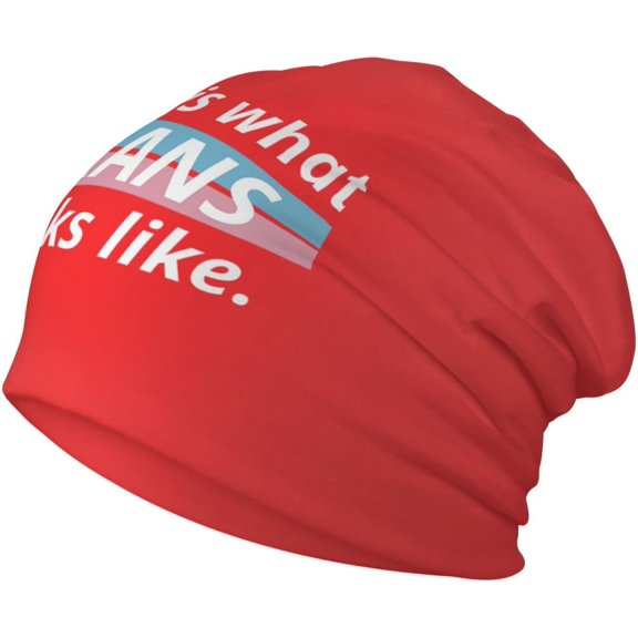 This is What Trans Looks Like LGBT Beanie Hat Adult Skull Cap Hedging Head Hat Beanie Chemo Hat Knit Hats Black