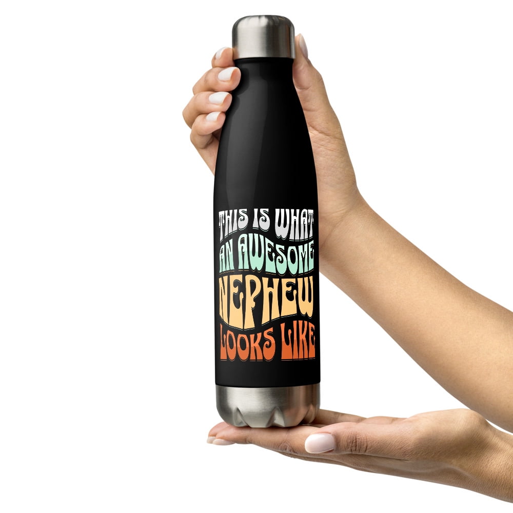 "World's Most Awesome Nephew" 20oz Stainless Steel Water Bottle - Straw Lid, Dishwasher Safe, Sublimation Print, Perfect Sports Gift