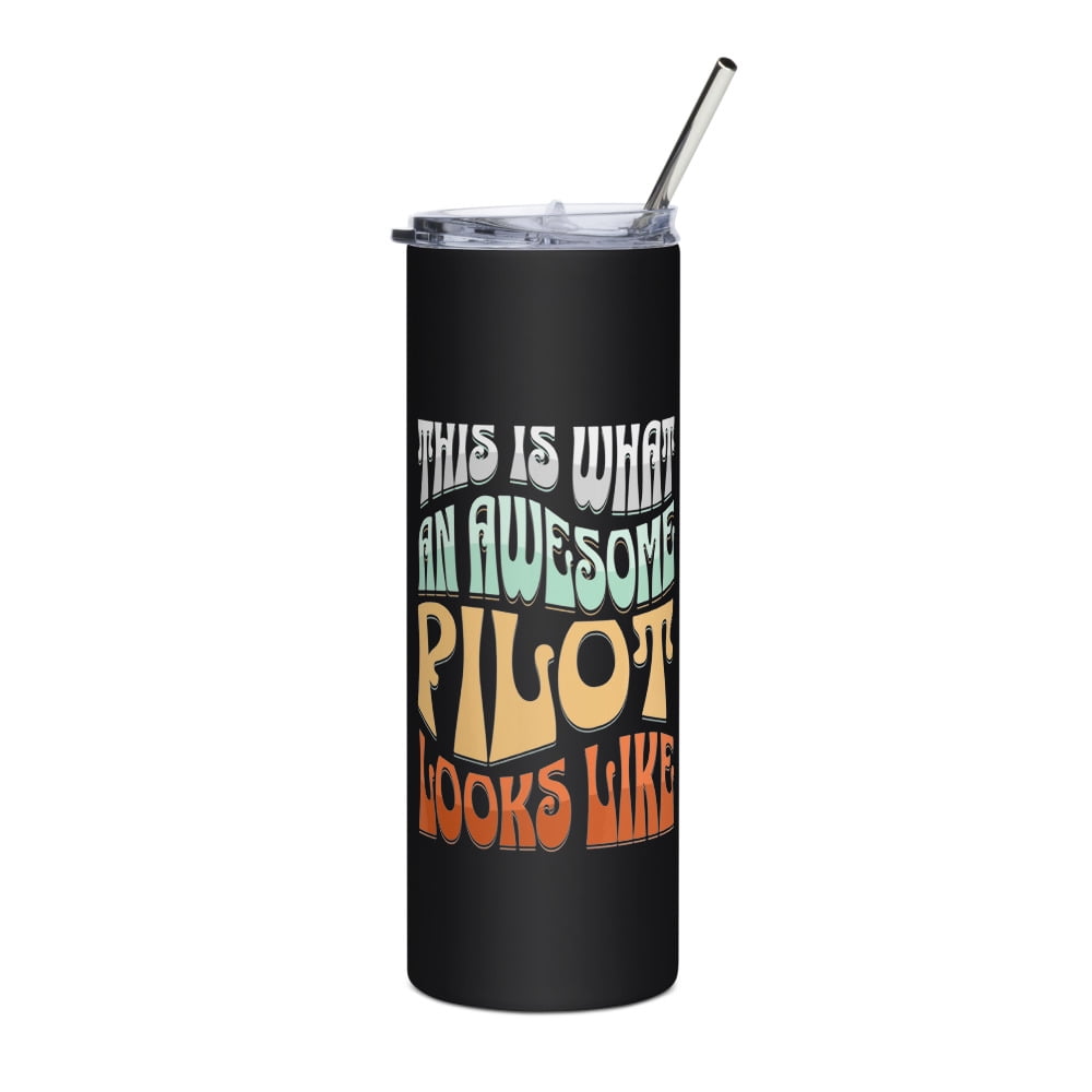 Gourde Pilote 600 Ml – ‘This Is What An Awesome Pilot Looks Like’ – Cadeau Drôle Et Original