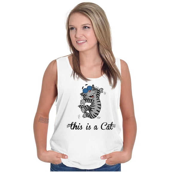 This is a Cat Funny Pet Owner Humor Tank Top Tee Shirt Women Brisco Brands S