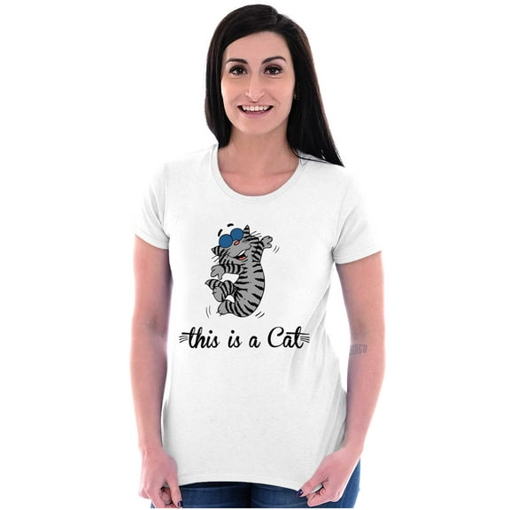 This is a Cat Funny Pet Owner Humor Womens Slim Fit Graphic Tee Brisco Brands S