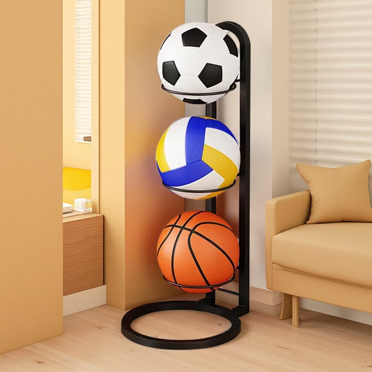 Basketball-Style Iron Storage Organizer Rack