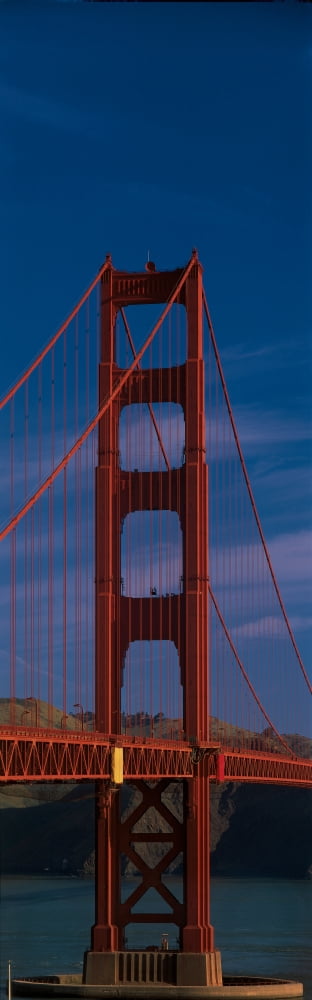 This is a close up of the Golden Gate Bridge It is the view of Marin County in spring with morning light Canvas Art - Panoramic Images (27 x 9)