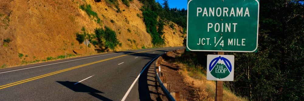 This is a road sign that says Panorama Point showing the way to a view spot Canvas Art - Panoramic Images (27 x 9)