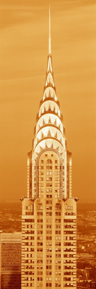 This is a sepiatone close up of the Chrysler Building at sunset It is the view from 42nd Street and 5th Avenue Canvas Art - Panoramic Images (27 x 9)