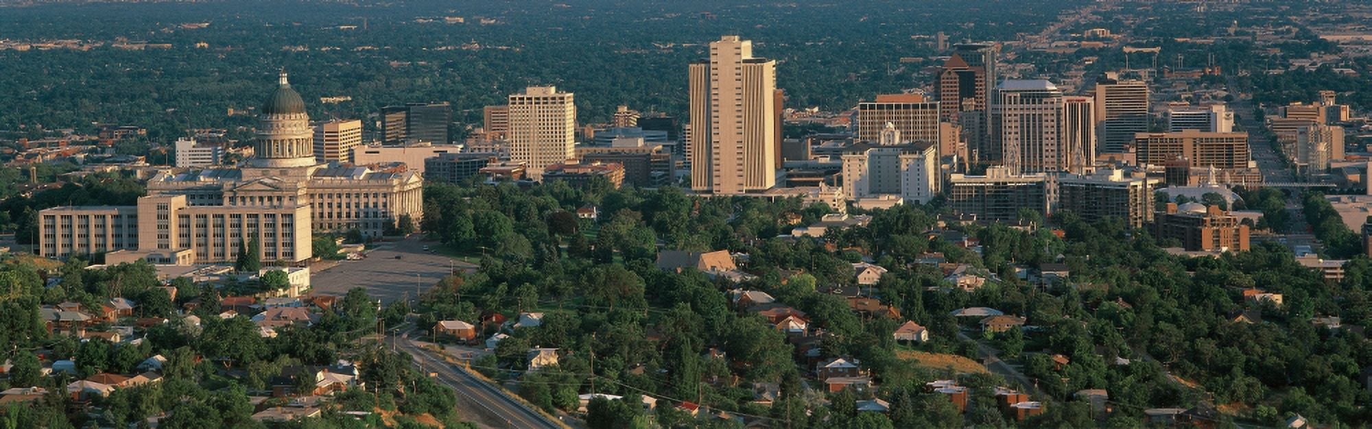 This is the State Capitol and skyline in daylight It will be the winter Olympic city for the year 2002 Canvas Art - Panoramic Images (27 x 9)