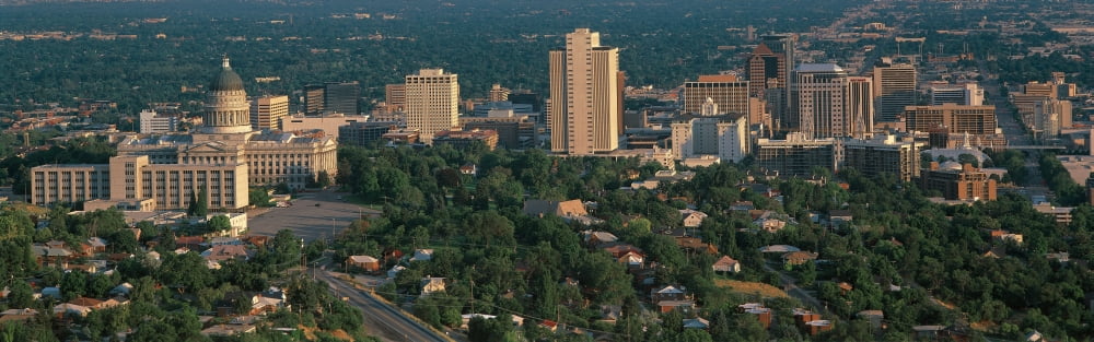 This is the State Capitol and skyline in daylight It will be the winter Olympic city for the year 2002 Canvas Art - Panoramic Images (36 x 12)