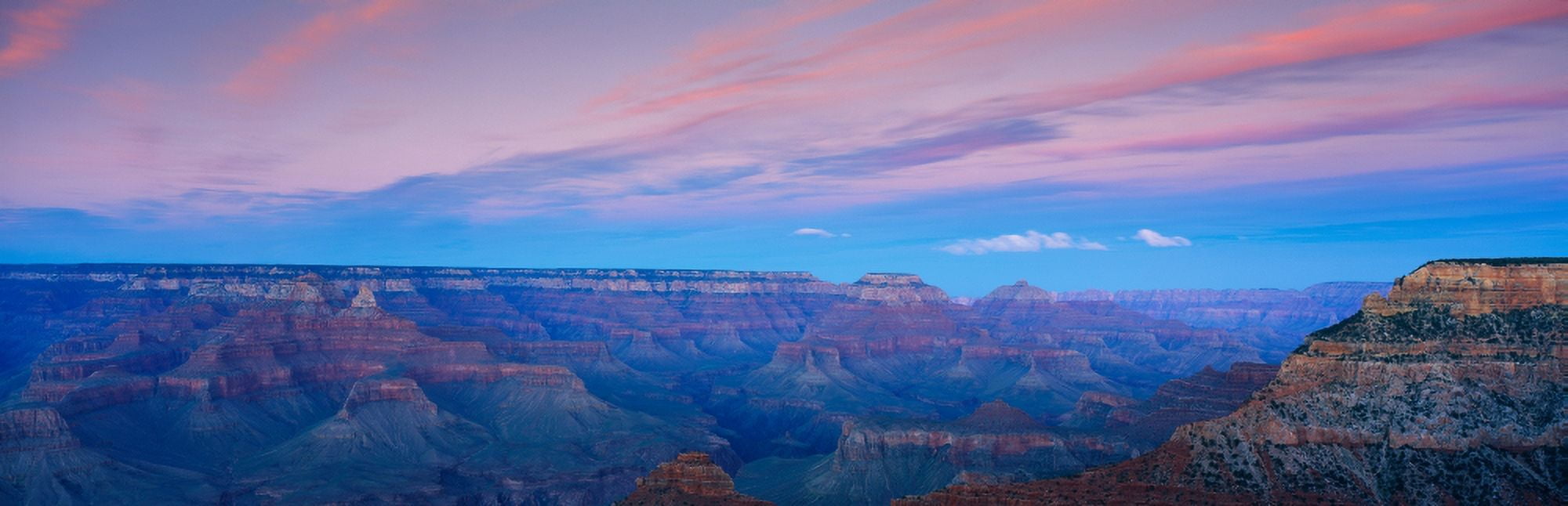 This is the south rim of the Grand Canyon at Mather Point at sunset Canvas Art - Panoramic Images (27 x 9)