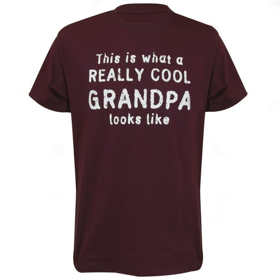 Men's Cool Grandpa Novelty Short Sleeve T-Shirt in Maroon, Large
