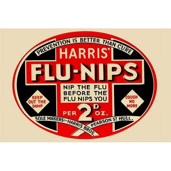 This is a small sign for the pharmacist to hang is the drug store to promote the sale of this cough medicine preventative. Poster Print by Unknown (18 x 24)