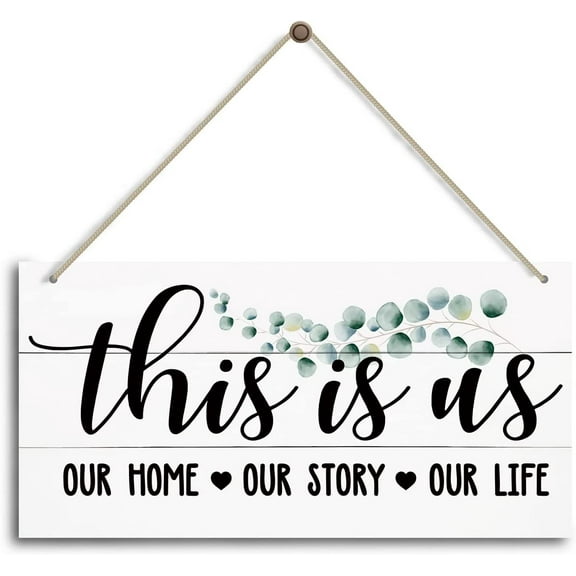 This is us Romantic Home Decoration Sign, Blessed Wooden Hanging Sign for Home Wall Decor, Inspirational Sign, Farmhouse Blessed Wooden Sign Farmhouse Wall Decor, 10x5 Inch