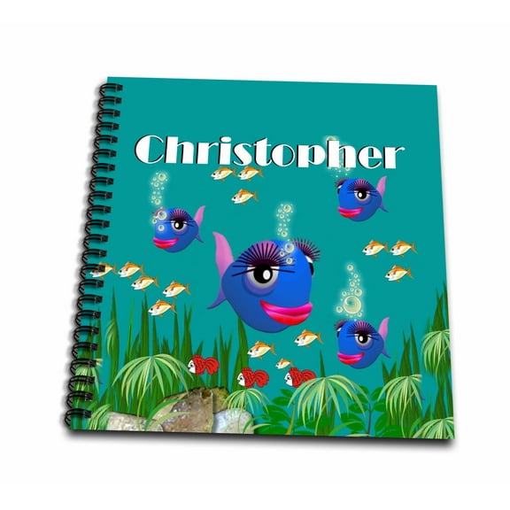 3dRose, This vibrant artwork of Fish under the sea is personalized with the name Christopher, Mini Notepad 4 x 4 inch