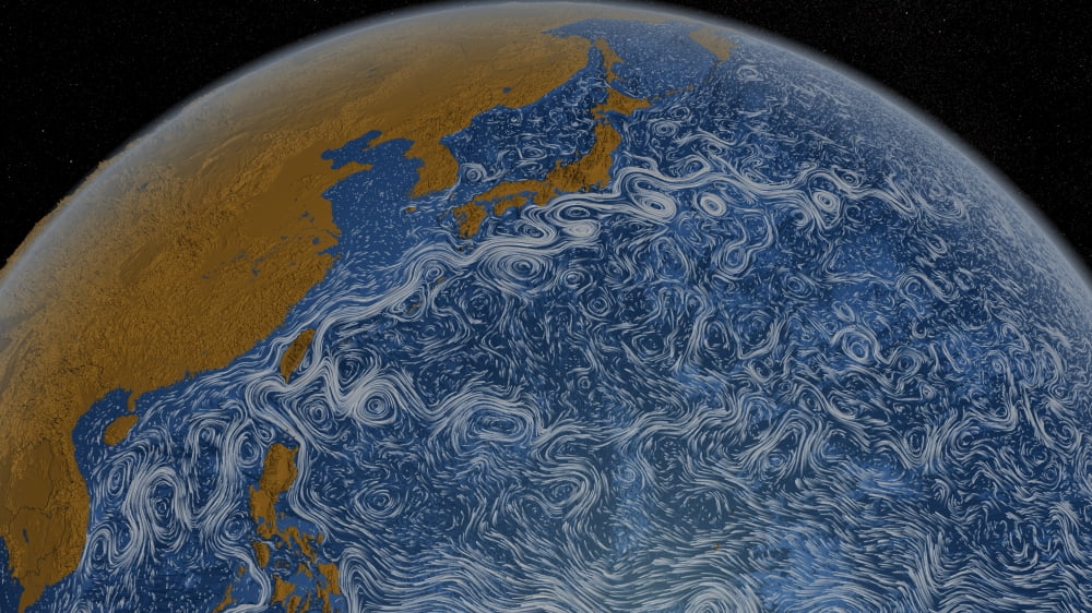 This visualization shows ocean surface currents of the Kuroshio Current Canvas Art - Stocktrek Images (38 x 21)