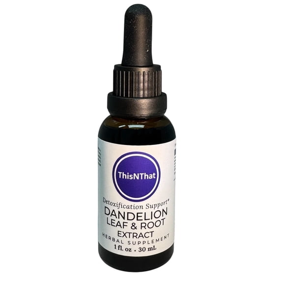 ThisNThat Organic Dandelion Herbal Glycerin Extract, Gluten Sugar Alcohol Free, Vegan Non GMO Tincture for Liver Detox and Wellness Support, Safe for Children and Pets, 1 oz