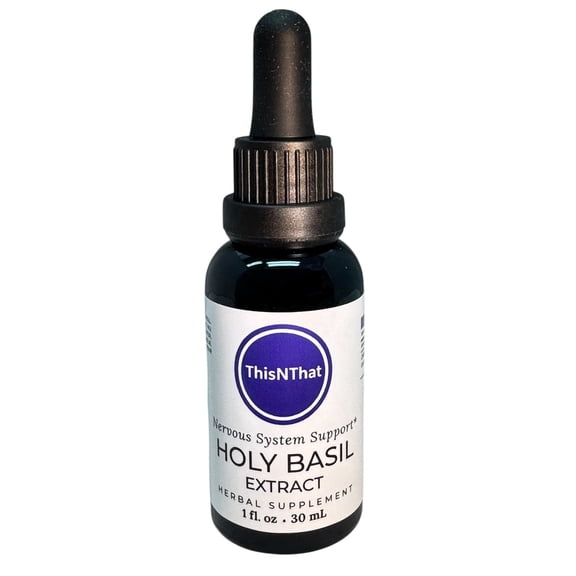 ThisNThat Organic Holy Basil Herbal Glycerin Extract, Gluten, Sugar & Alcohol Free, Vegan, Non GMO Tincture for Nervous & Immune System Support, 1 oz