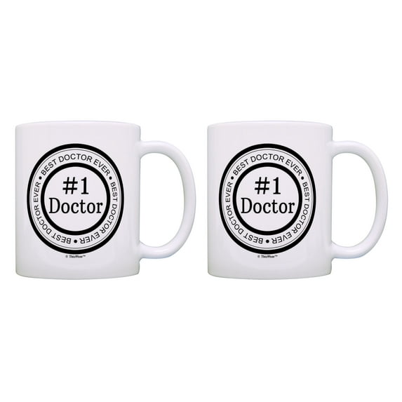 ThisWear #1 Doctor Gifts Best Doctor Ever Dr Mug Set Gifts for Doctors 11 ounce 2 Pack Coffee Mugs