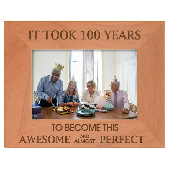 ThisWear 100th Birthday Gift Took 100 Years Awesome Natural Wood Engraved 4x6 Landscape Picture Frame Wood