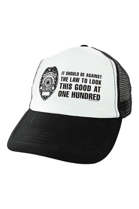 100th Birthday Gifts Against The Law At One Hundred Turning 100 Birthday Party Trucker Hat