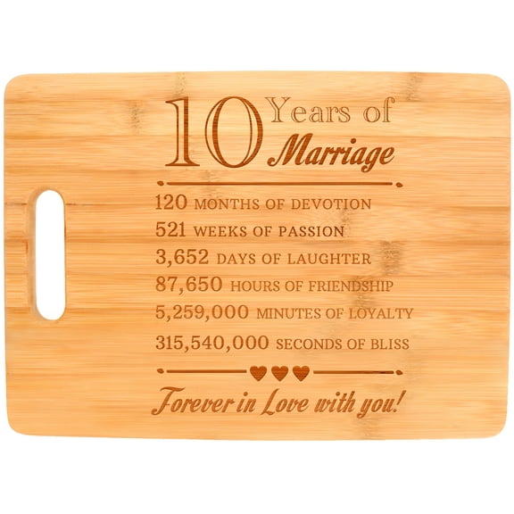 ThisWear 10th Anniversary Gift 10 Years of Marriage Forever in Love Big Rectangle Bamboo Cutting Board