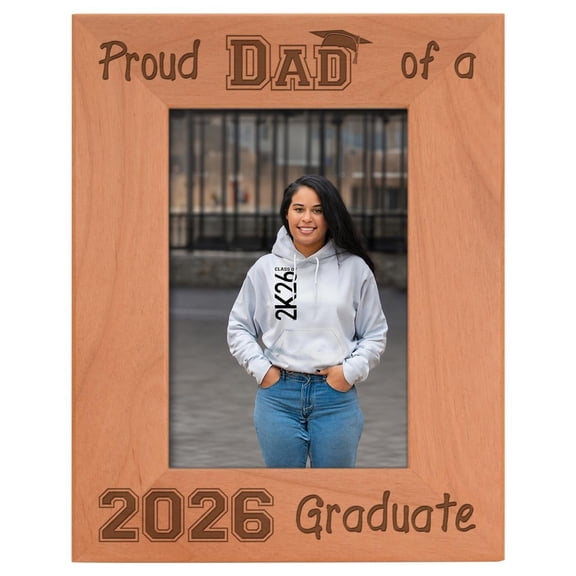 ThisWear 2026 Graduation Gifts For Proud Dad of a 2026 Graduate Wood Engraved Portrait 4x6 Photo Frame