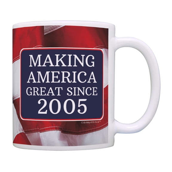 ThisWear 21st Birthday Gifts For All Making American Great Since 2005 Birthday Gift 11oz Ceramic Coffee Mug with Handle USA Flag