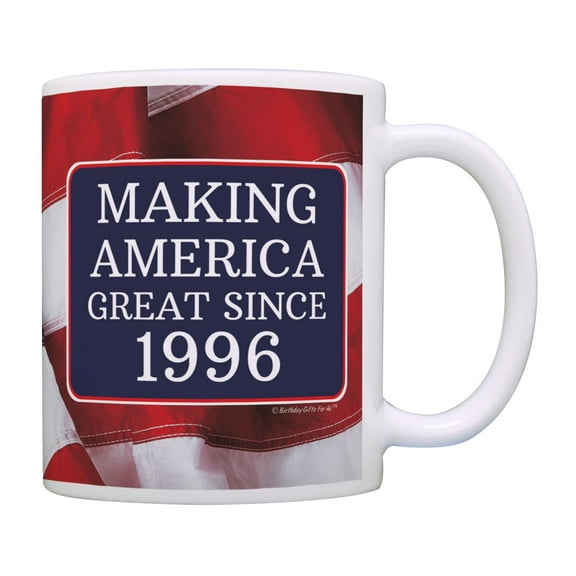 ThisWear 30th Birthday For All Making American Great Since 1996 Birthday 11oz Ceramic Coffee Mug with Handle USA Flag