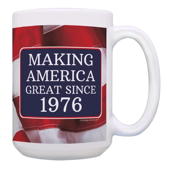 ThisWear 50th Birthday Gifts Making America Great Since 1976 MAGA Birthday 15oz Coffee Mug USA Flag