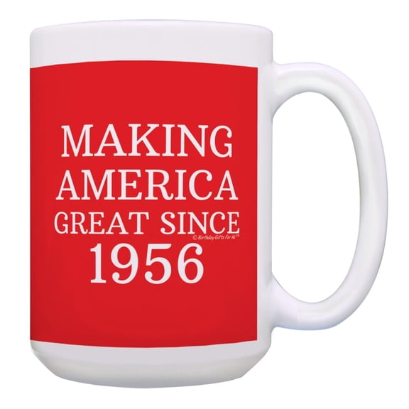 ThisWear 70th Birthday Gift Making America Great Since 1956 Funny Birthday Gift Coffee Mug Tea Cup Red