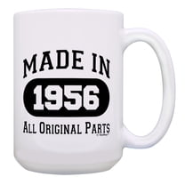 ThisWear 70th Birthday Gifts Made In 1956 All Original Parts Seventieth Bday 15oz Ceramic Coffee Mug with Handle White