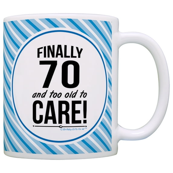 ThisWear 70th Birthday Gifts for All Finally 70 and Too Old to Care 11 ounce Coffee Mug Stripes