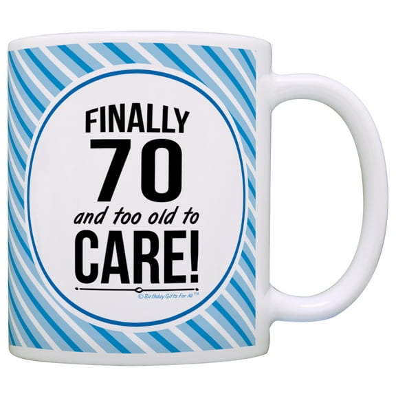 ThisWear 70th Birthday Gifts for All Finally 70 and Too Old to Care 11 ounce Coffee Mug Stripes