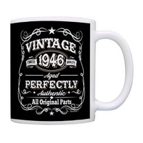 ThisWear 80th Birthday Mug Vintage 1946 All Original Parts Birthday Coffee Cup Gift 11oz Ceramic Coffee Mug with Handle Black