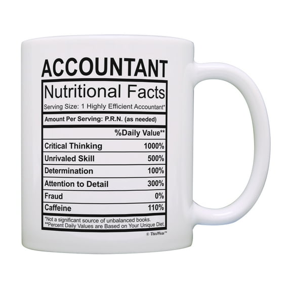 ThisWear Accounting Gifts Accountant Nutritional Facts Accountant Gifts for Women Comptroller Mug 11 ounce Coffee Mug