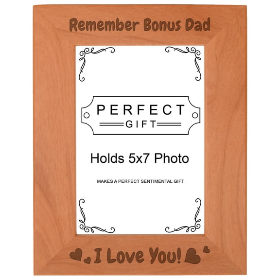 ThisWear Adopted Dad Gift Remember Bonus Dad I Love You Wood Engraved Portrait 5x7 Photo Frame