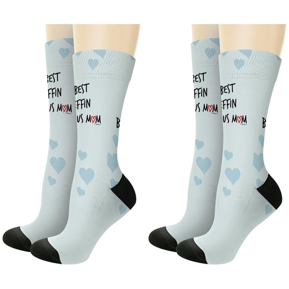 ThisWear Adopted Mom Gift Best Effin Bon-s Mom Ever Handwritten Text 2-Pairs Novelty Crew Socks