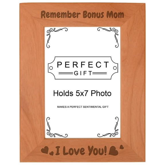 ThisWear Adopted Mom Gift Remember Bonus Mom I Love You Wood Engraved Portrait 5x7 Photo Frame