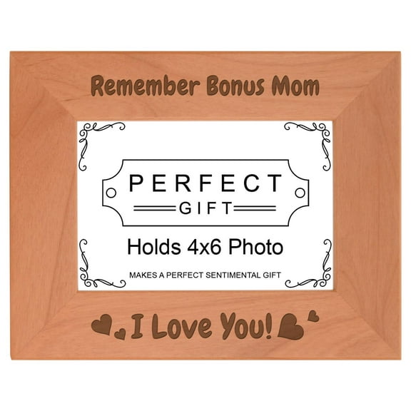 ThisWear Adoptive Mom Gifts for Women Remember Bonus Mom I Love You Wood Laser Engraved Landscape 4x6 Picture Frame