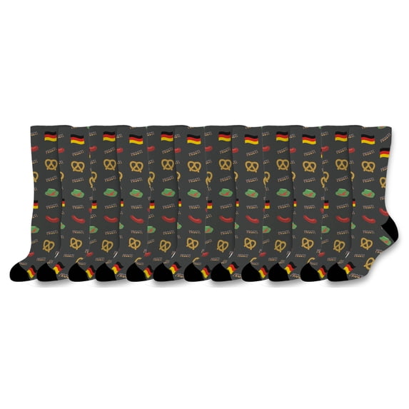 ThisWear Alcohol Socks Prost Autumn Gifts German Beer Sausage and Pretzels Socks 12-Pairs Novelty Crew Socks