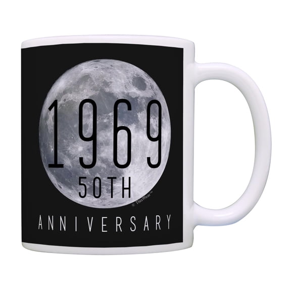 ThisWear Astronomy Gifts 1969 50th Anniversary Lunar Landing Mug Moon Landing Coffee Mug Black