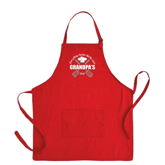ThisWear BBQ Grill Accessories Everything Tastes Better Off Grandpas Grill Chef Apron Two Pocket Apron Red