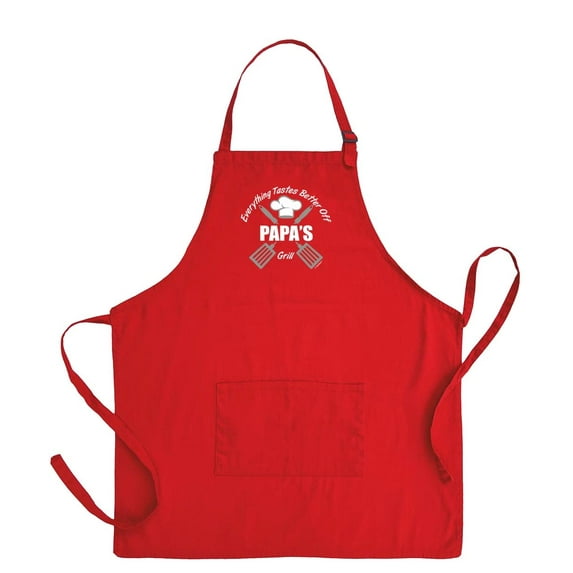 ThisWear BBQ Grill Accessories Everything Tastes Better Off Papas Grill Chef Apron Two Pocket Apron Red