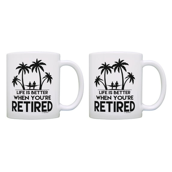 ThisWear Beach Retirement Gifts Life Is Better Retirement Gift Set 11 ounce 2 Pack Coffee Mugs