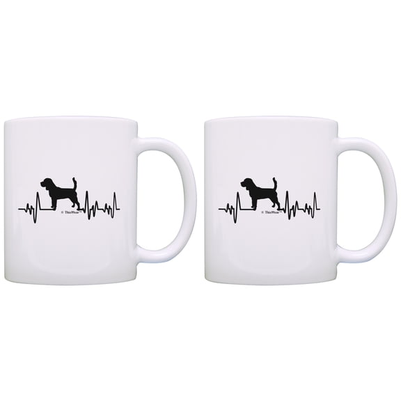 ThisWear Beagle Mug Dog Lover Heartbeat Beagle Rescue Gift Beagle Puppy 11 ounce 2 Pack Coffee Mugs