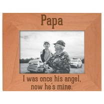 ThisWear Bereavement Gifts Grandpa Papa I Was Once His Angel Now He's Mine Funeral Gifts Natural Wood Engraved 4x6 Landscape Picture Frame Wood