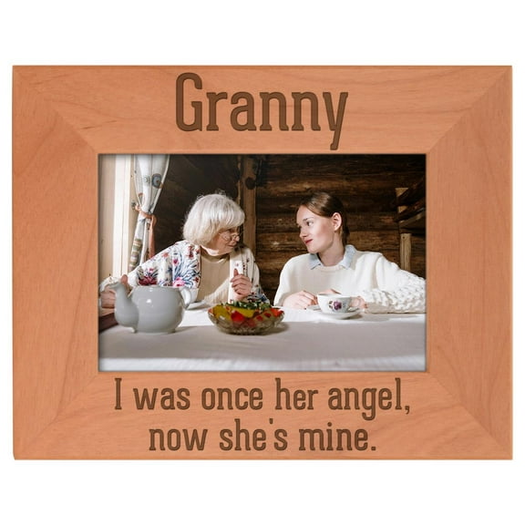 ThisWear Bereavement Gifts for Grandma Granny I Was Once Her Angel Now She's Mine Funeral Gifts Natural Wood Engraved 4x6 Landscape Picture Frame Wood